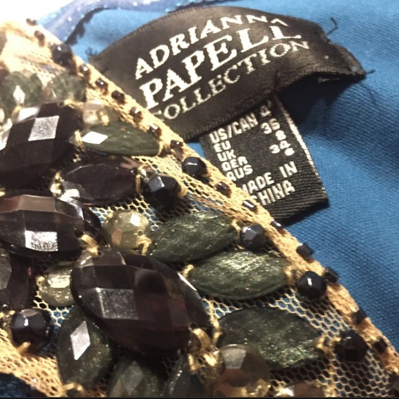 SIZE 4 Adrianna Papell Blue Drape Shoulder Dress - Picture 7 of 8